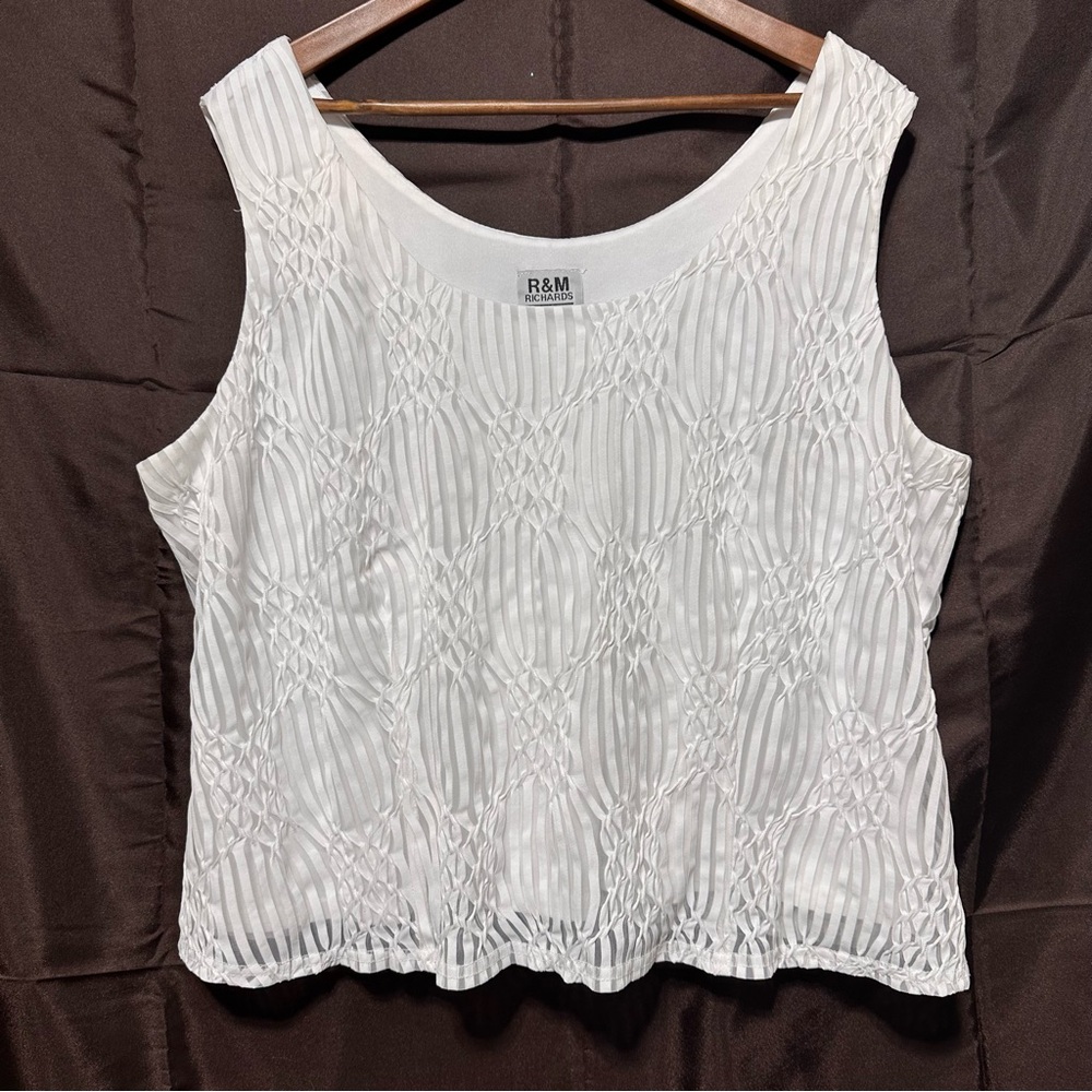 ❤️ 3/$20 ❤️ R&M Richards White Textured Layered Tank Top | XL/XXL | Classic